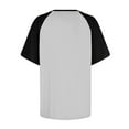 thumbnail image 5 of Scyoekwg Womens Casual Short Sleeve Tops Round Neck Basic Tops Comfy Color Block Patchwork Loose Lightweight Blouses (Gray,XL), 5 of 5