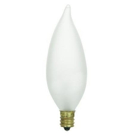Frost Incandescent Pendant - Sunlite 15CFF/25/CD2 Incandescent 15-Watt, Candelabra Based, Petite Chandelier Bulb, Flame Tip, Frost, Carded 2-Pack