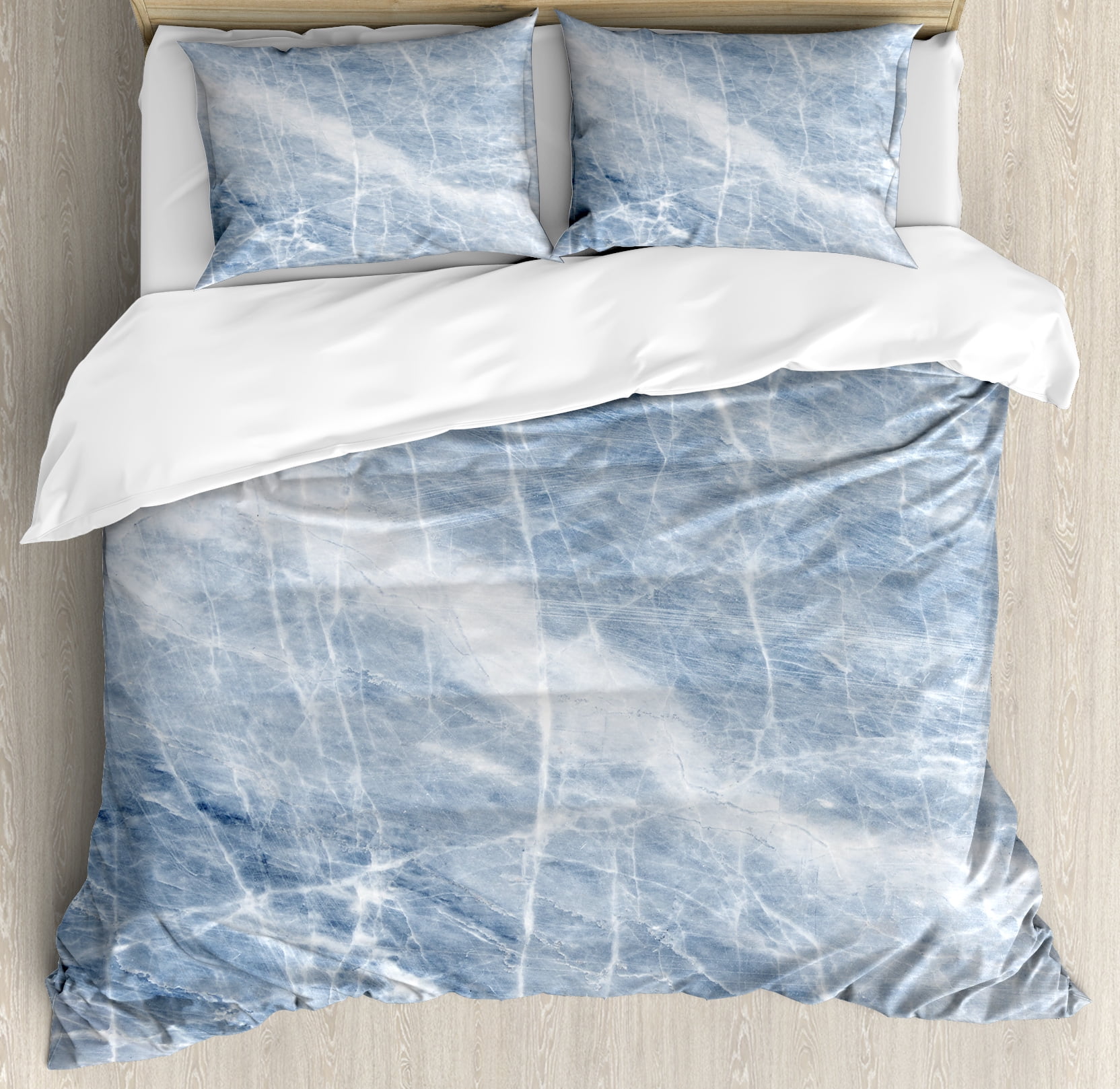 Marble Duvet Cover Set Pale Blue Pattern With White S Marble Duvet Cover Set Pale Blue Pattern With White S On Its Surface Geography Stone Decorative Bedding Pillow Shams