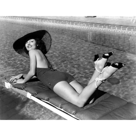 Rochelle Hudson on a Swimsuit Lying on a Pool Bed Photo Print (24 x 30