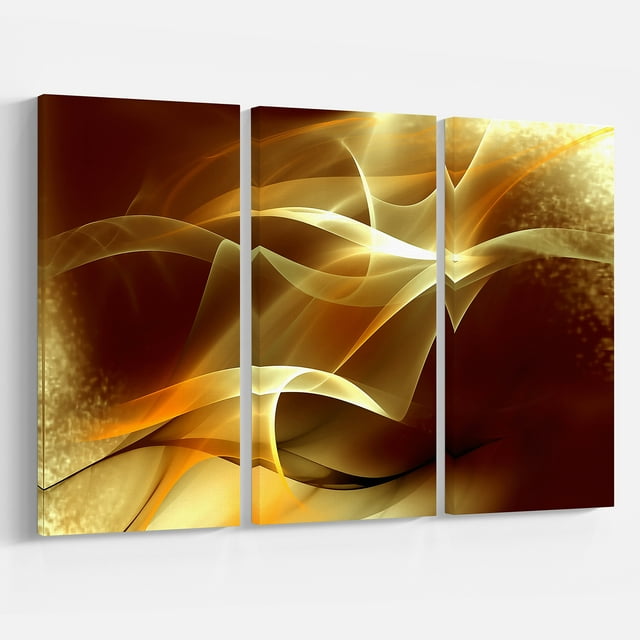 Designart - Design Fractal Abstrait Jaune Pâle - Grande Oeuvre Abstraite sur Toile