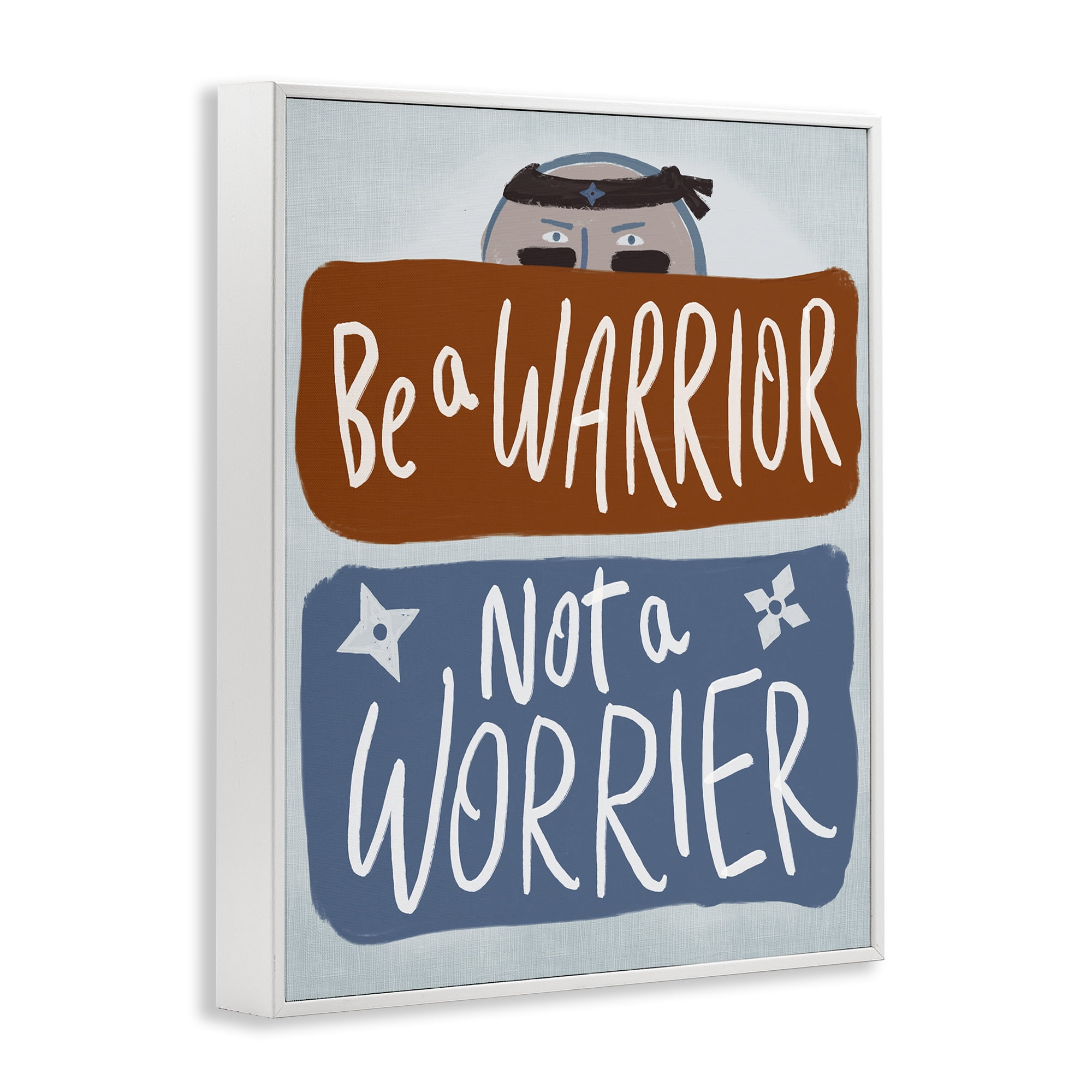 Stupell Industries Warrior Not Worrier White Framed Giclee Art, design by Connie Summers