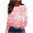 thumbnail image 2 of Craaazy Womens Valentines Shirts with Hearts Prints Casual Round Neck Long Sleeve T-Shirts Gifts, 2 of 5