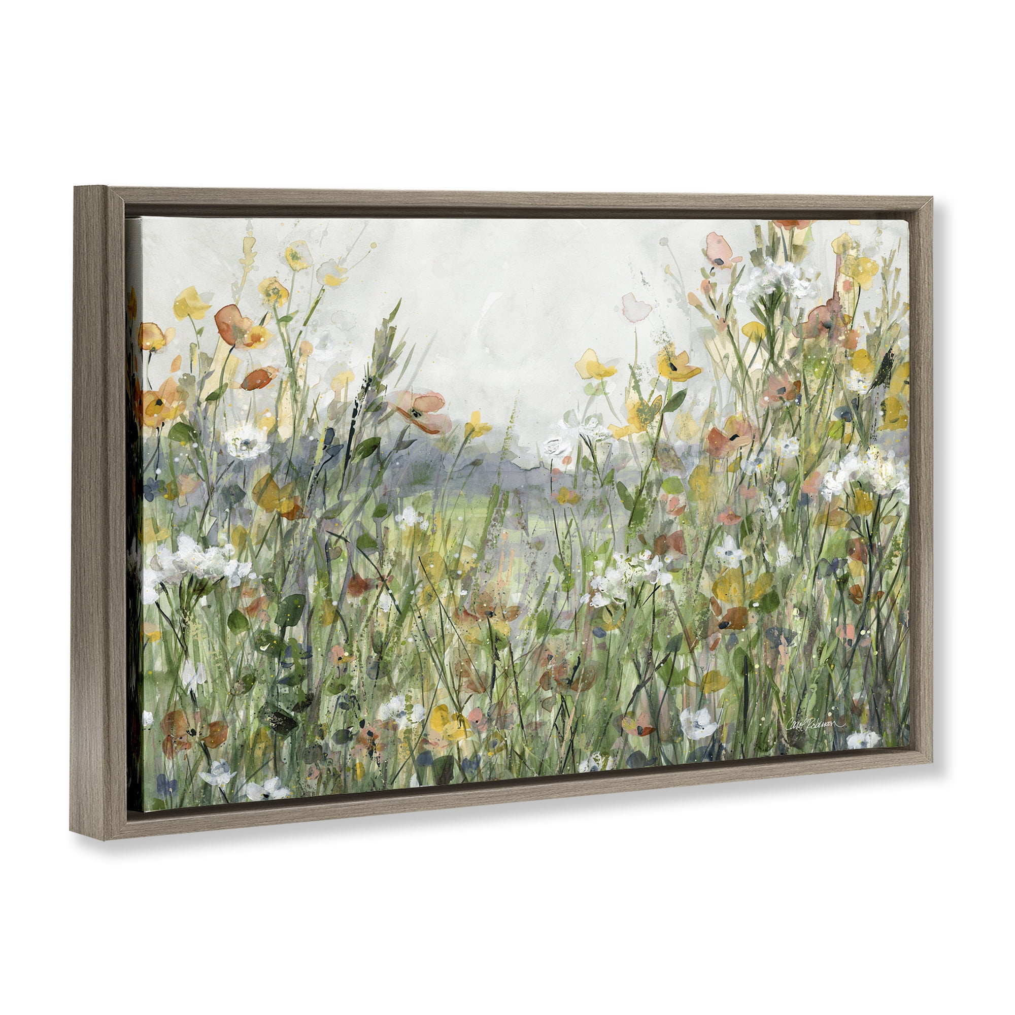 Stupell Industries Quiet Natural Meadow Landscape Painting Brown Floater Framed Art Print Wall Art, 31 x 21