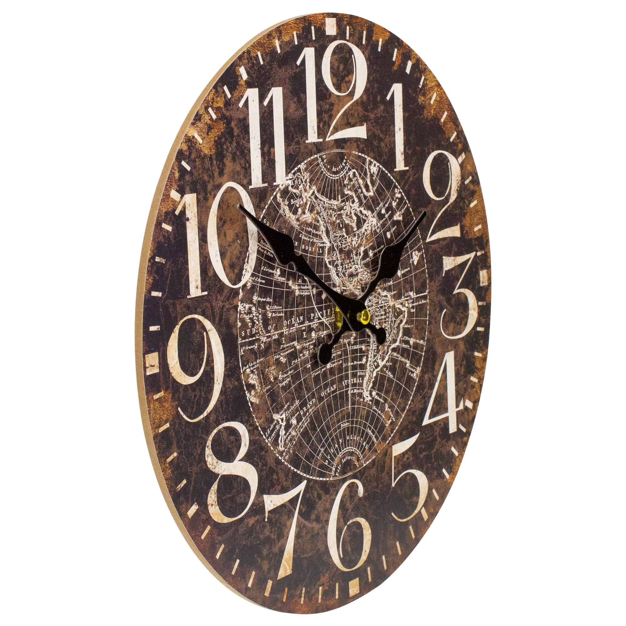 Northlight 12" Battery Operated Round Wall Clock with World Globe Design