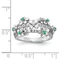 thumbnail image 2 of Solid 14k White Gold Diamond and Emerald Green May Gemstone Flower Engagement Ring Size 9 (.323 cttw.), 2 of 3