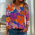 thumbnail image 6 of cocolona Womens 3/4 Sleeve Tops 2025 Fall V Neck Lightweight Shirts Business Casual Work Blouse Fashion Floral Print T-shirts, 6 of 6
