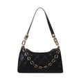 thumbnail image 4 of Bolsa de mano con cadena para mujer, patrón de celosía, de hombro y axilas de PU simple (negro) Ehuebsd Para Estrenar, 4 of 9