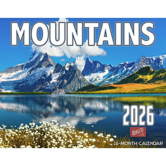 2026 Mountains Scenic Wall Calendar 16-Month X-Large Size 14x22, Mountain Landscape Calendar by The KING Company-Monster Calendars