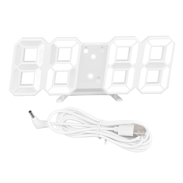 Reloj de pared digital Diseño moderno Pantalla de temperatura Función de alarma Control de sonido Auto Sleep Reloj de pared LED Blanco