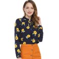 thumbnail image 2 of Allegra K Blusa Floral De Manga Larga Con Lunares Y Escote Con Volantes Para Mujer Azul amarillo M, 2 of 6