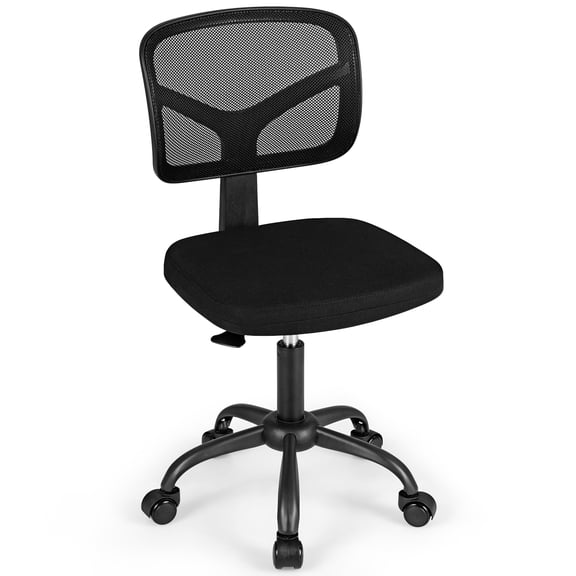 Costway Height-adjustable Kids Study Chair, Swivel Mesh Desk Chair with 5 Rolling Casters Black