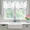 thumbnail image 4 of Navy Blue Floral Balloon Curtains 63 Inch Length for Living Room/Bedroom, Watercolor Eucalyptus Leaves Butterfly Rod Pocket Privacy Door Curtains Decorative Tie Up Shade for Window 52"x63", 4 of 8