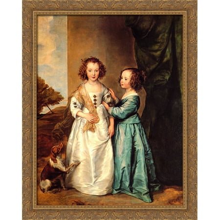 Philadelphia and Elizabeth Wharton 28x36 Large Gold Ornate Wood Framed Canvas Art by Sir Anthony van Dyck