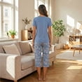 thumbnail image 6 of Women’s Pajama Sets 2 Piece Pj Short Sleeve Top and Capri Pants Soft Comfy Lounge Sets Casual Loose Loungewear Sleepwear with Pockets for Spring Summer Fall (Available in Plus Size), 6 of 7