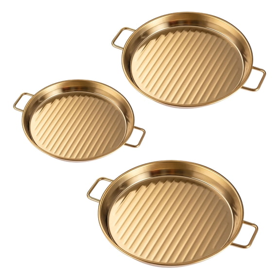 3pcs Metal Food Platters Rustproof Serving Dishes for Bakeries Cafes Home Use