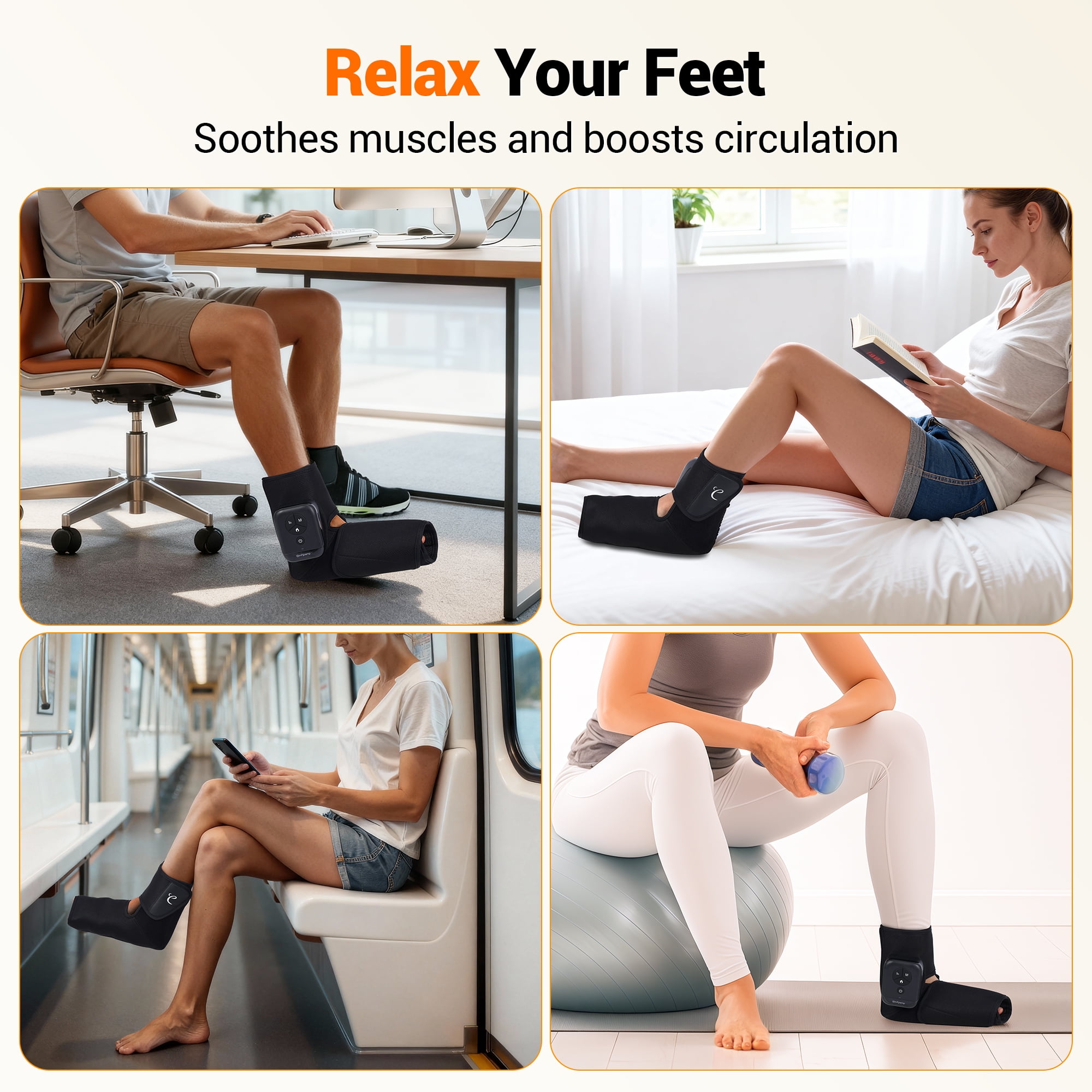 Comfytemp Cordless Foot Massager with Heat, Rechargeable Air Compression Boots, One Size, Unisex