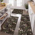 thumbnail image 2 of Brown Mushroom Daisy Dark Pattern Kitchen Rugs Sets Of 3,Kitchen Runner Rugs Non Skid Washable,Decorative Kitchen Floor Mats for Kitchen,Sink,Laundry,17"x30"+ 17"x47" + 17"x59", 2 of 6