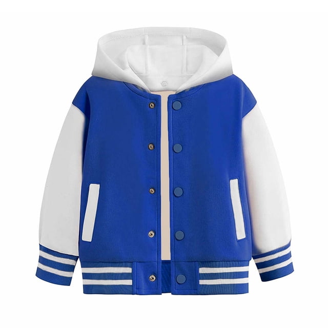 FAOWME Manteaux à Capuche à Manches Longues pour Garçons et Filles Automne, Bleu 3-4 Ans