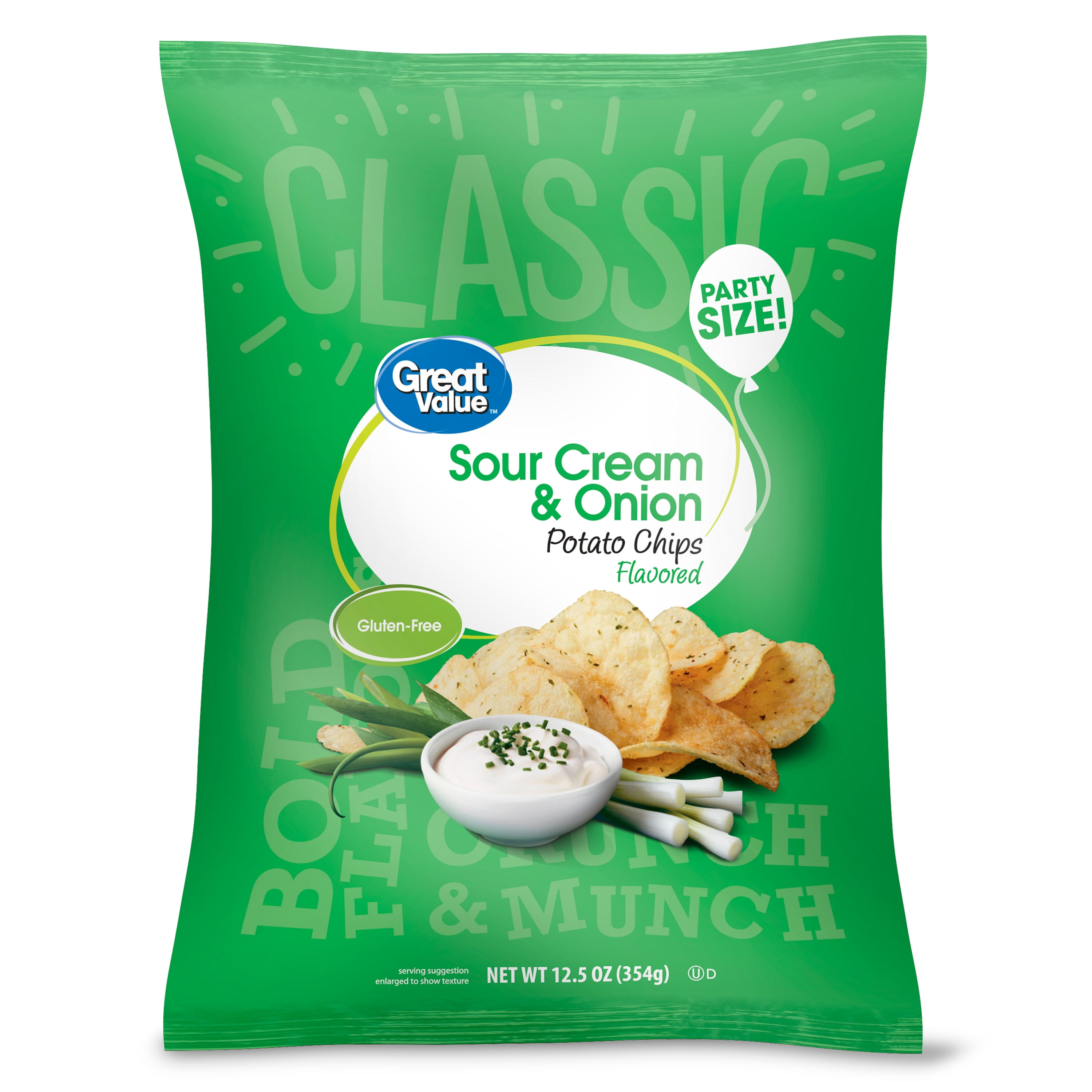 Great Value Party Size Sour Cream & Onion Potato Chips, 12.5 oz