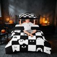 thumbnail image 3 of Homewish Halloween Ghost Twin Duvet Cover, Spooky Animal Checkered Twin Bedding, Black White, Black Reversible 2pcs, 1 Duvet Cover and 1 Pillowcase, 3 of 7