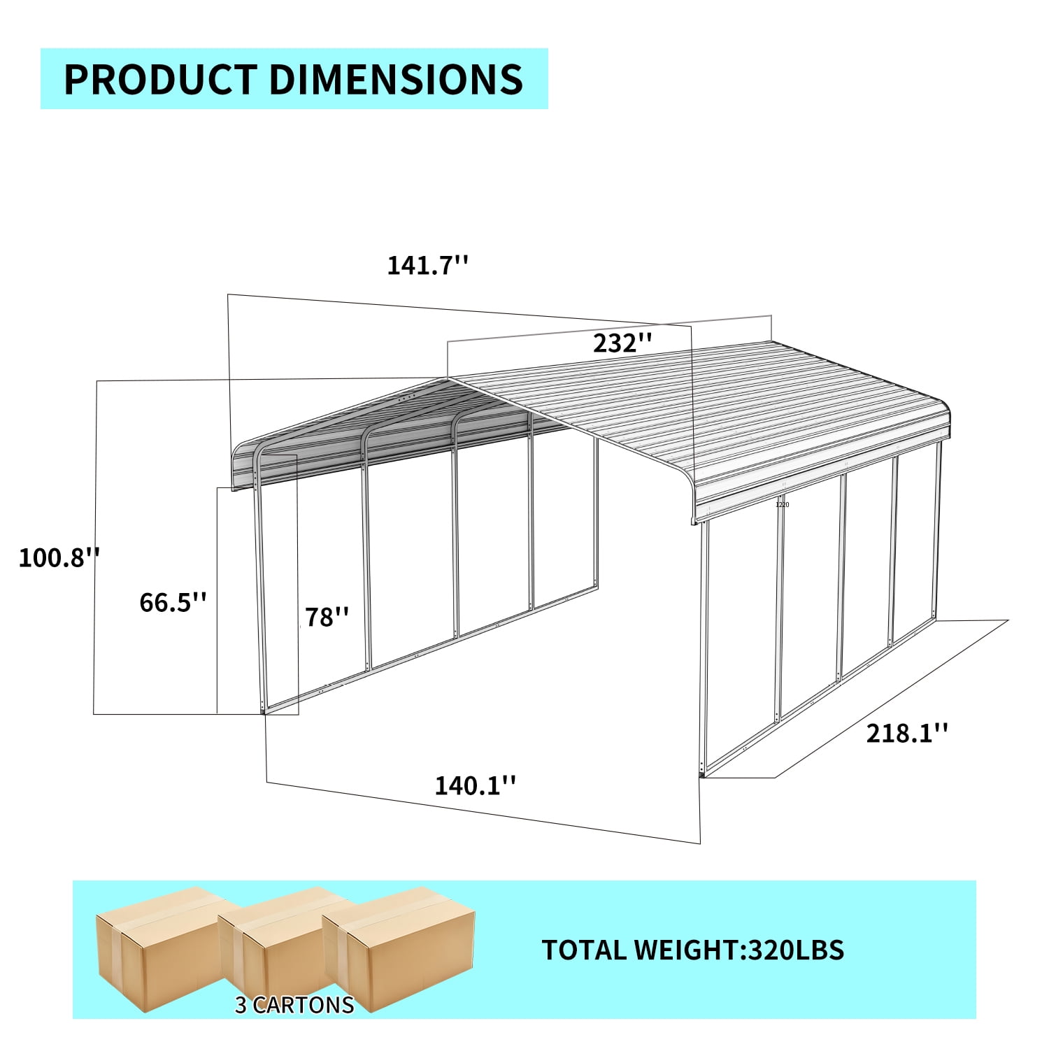 12x20 FT Metal Carport, Heavy Duty Outdoor Garage Car Shelter, Galvanized Steel Roof with Enhanced Base Outdoor Garage Car Shelter for Car, Boats and Truck