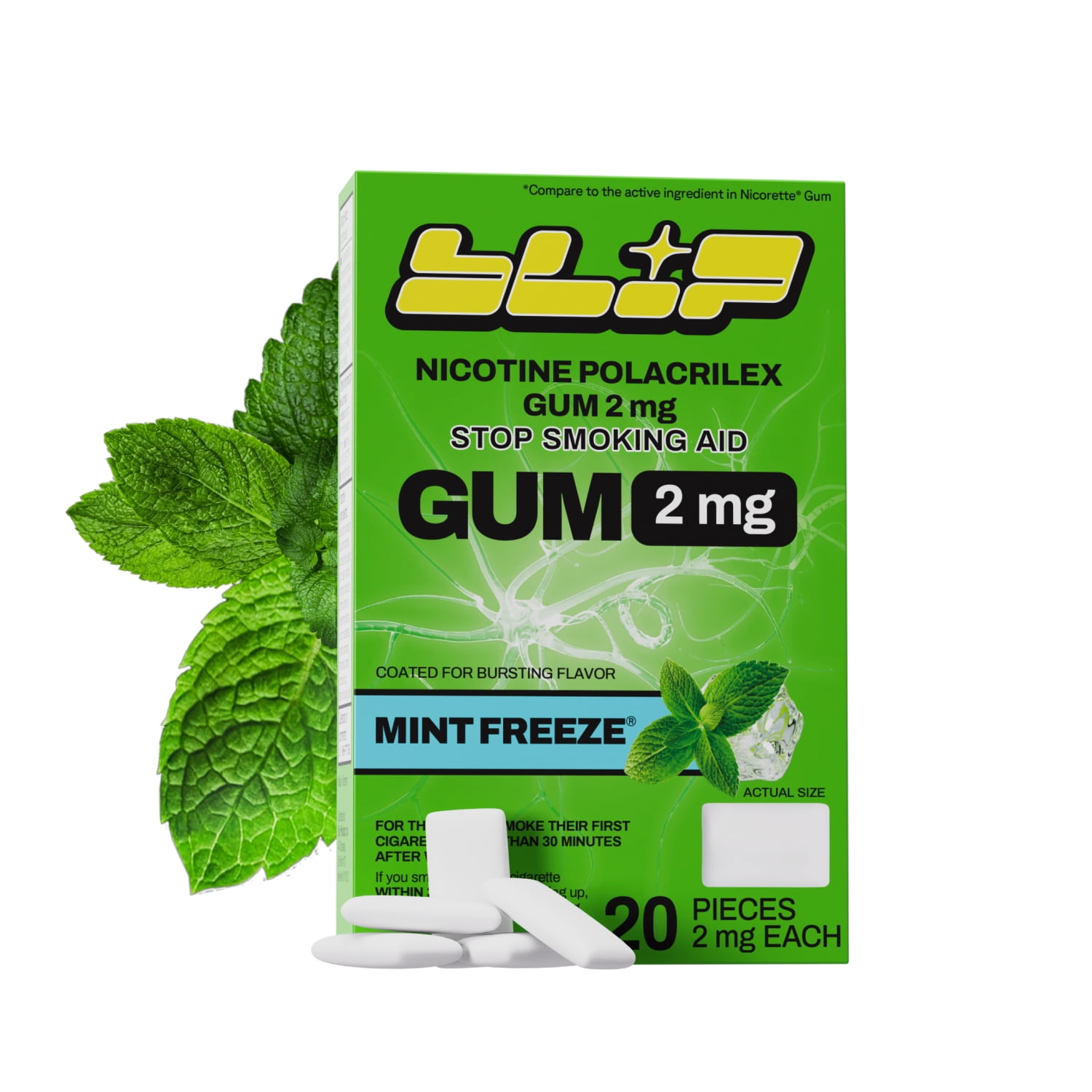 (3 pack) Blip Nicotine Gum, 2 mg, Mint Freeze, 20 Count