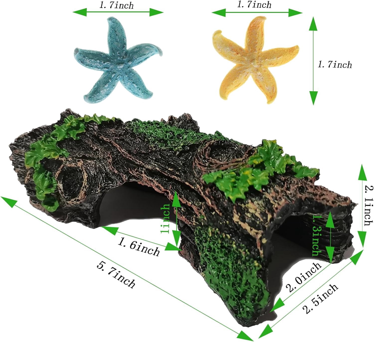 Starfish and Resin Hollow Tree Trunk Fish Tank Decorations, Betta Fish Tank Accessories, Aquarium Ornaments