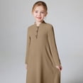 thumbnail image 3 of OGLCCG Girls Muslim Abaya Prayer Dress with Hijab 2pcs Solid Color Islamic Middle East Arab Dubai Dress Soft Ramadan Eid Clothes 4-12 Years, 3 of 8