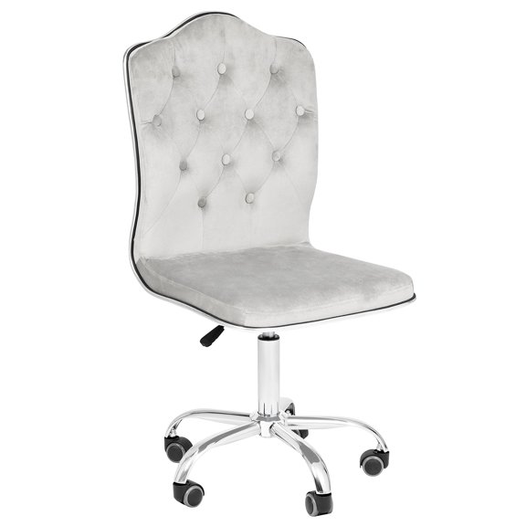 Impressions Vanity Royal Tufted Swivel Desk Chair with Cushioned Velvet Armed Seat (Cool Grey)