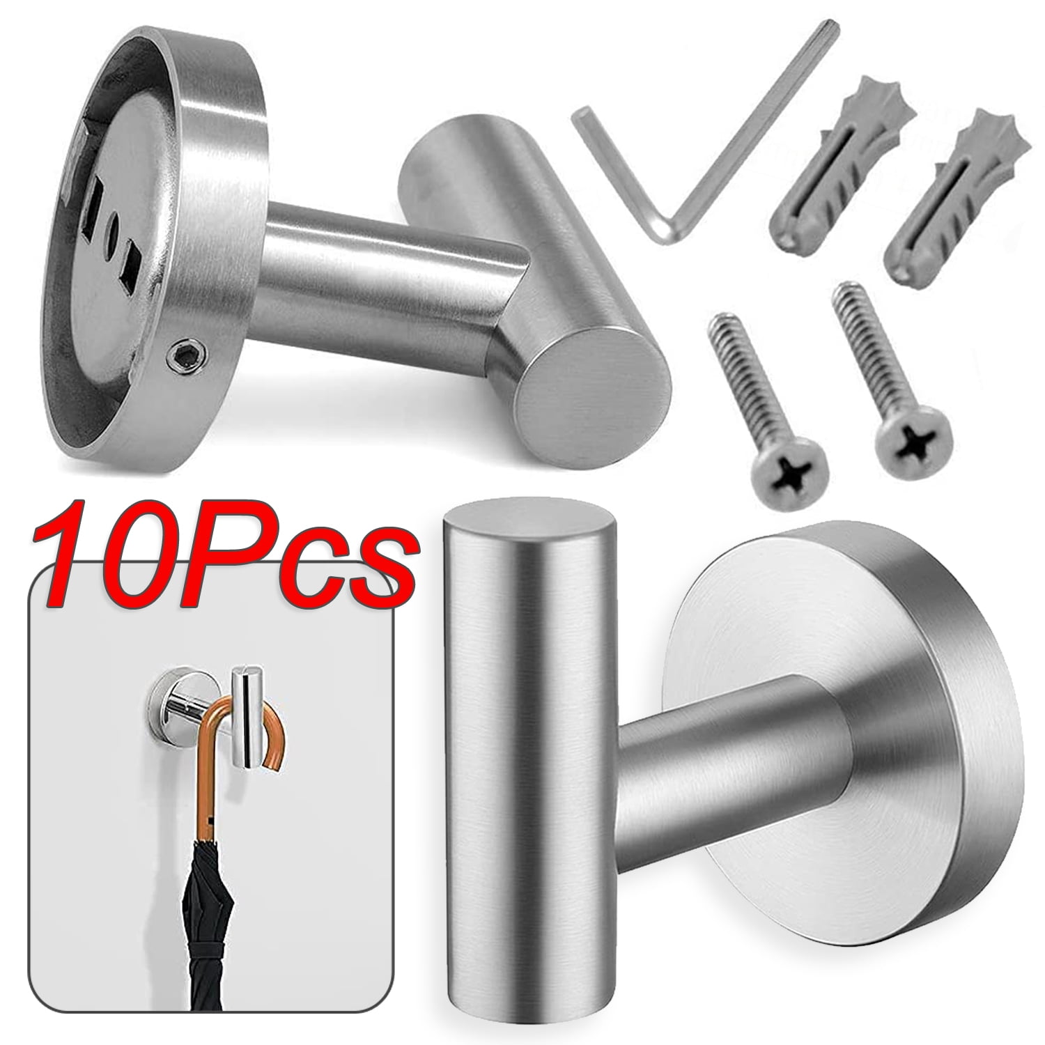 sliver Shower Kitchen Wall Hanging Hooks Wall Mount SUS 304 Stainless Steel Towel Holder Wall Mounted Bathroom Towel Robe Hook 