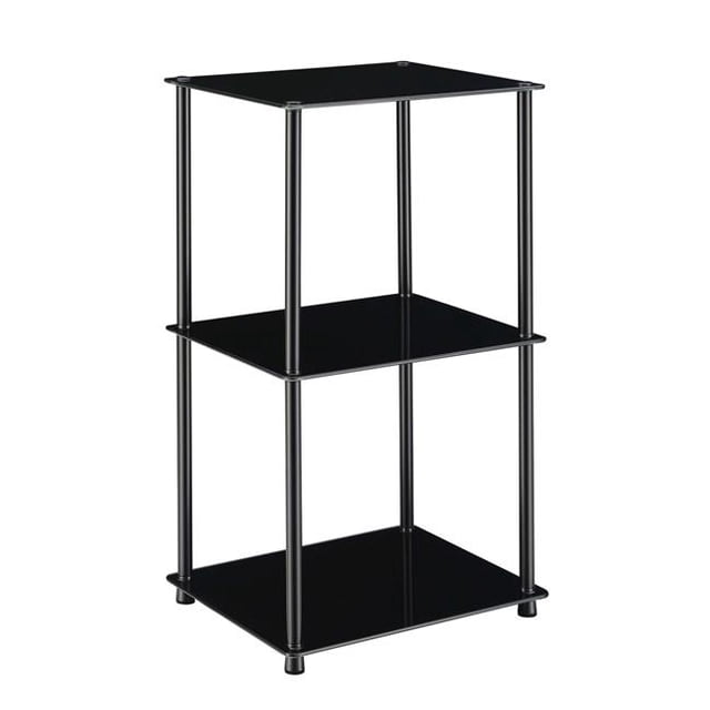 Convenience Concepts 157012BLBL Designs2Go Classic Glass 3 Shelf Bookcase, Black