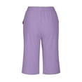 thumbnail image 4 of yunLCZ Women's Casual Plus Size Pants Women's Cotton And Linen Pocket Elastic Casual Pants Women's Pants Five Quarter Pants Work Clothes for Office, 4 of 4