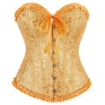 thumbnail image 1 of Women's Lace Up Corset Boned Floral Overbust Lingerie Bustier Bodyshaper Top Corset Tops for Women Bustier Shapewear Lingerie Lace Waist Push Up Bodysuit Overbust Boned Corset, Gold L, 1 of 2