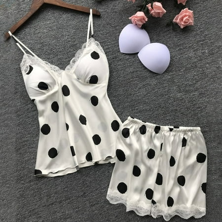 

UDAXB Lingerie Silk Pajamas Sexy Satin Underwear Lace Camisole Shorts Set Lingerie Women S XXL