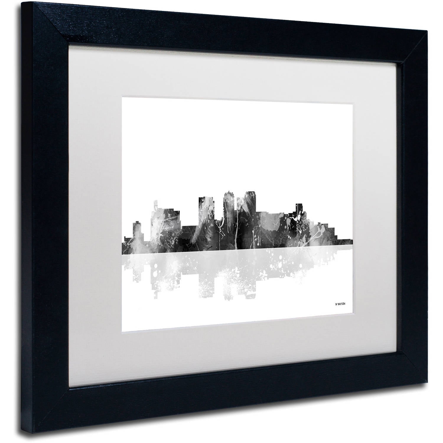 Trademark Fine Art "Birmingham Alabama Skyline BG-1" Canvas Art by Marlene Watson, White Matte, Black Frame