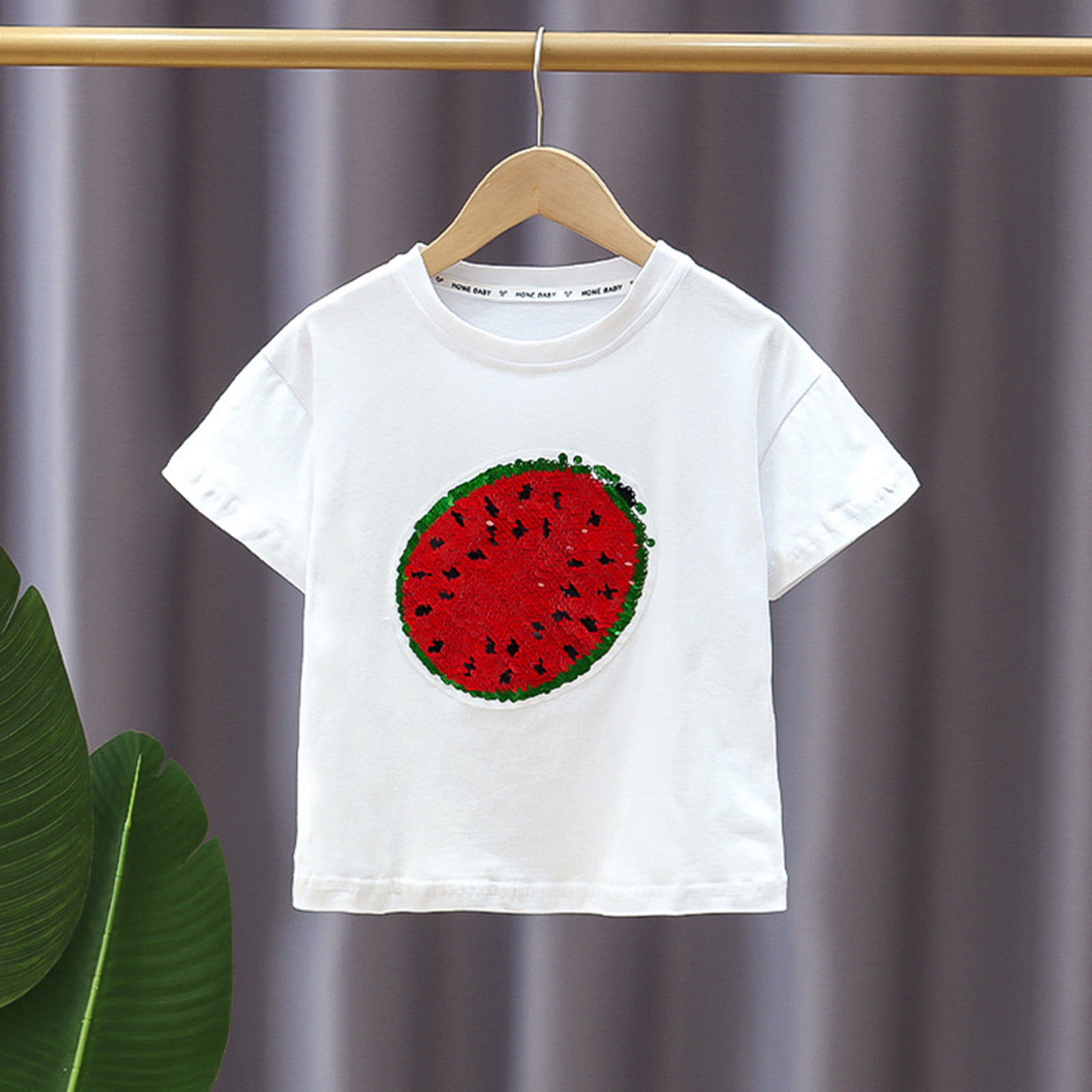 Kid Girl Food Pattern Sequined Short-sleeve Tee
