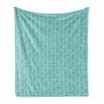 thumbnail image 1 of Geometric Soft Flannel Fleece Blanket, Geometry Inspired Grungy Design Triangular Pattern with Rectangles, Cozy Plush for Indoor and Outdoor Use, 60" x 80", Turquoise and Champagne, by Ambesonne, 1 of 6