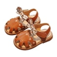 thumbnail image 1 of MIASHUI Sandales pour Filles, Été, Imprimé Floral Mignon, Nœud, Plage, Marron, 3-3.5 Ans, 1 of 7