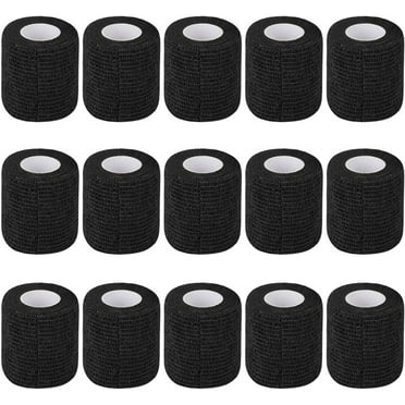15 Pack 2 Inch x 5 Yards Black Self Adhesive Bandage Breathable Cohesive Bandage Wrap Rolls Elastic Self-Adherent Tape for Stretch Athletic, Sports, Wrist, Ankle