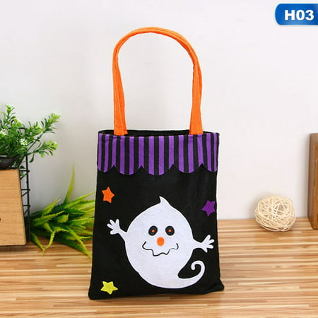 AkoaDa 39*18cm Halloween Trick or Treat Large Fabric Bags Candy Bags Pumpkin Witch Bat