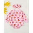 thumbnail image 2 of Suealasg Newborn Girl Halloween Outfit Cute Pumpkin Print Bodysuit Long Sleeve Sweatshirt Romper +Headband Baby Girl Halloween Clothes, 2 of 8