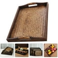 thumbnail image 2 of Large Rattan Weave Ottoman Tray for Living Room Coffee Table and Tea Cup Storage, 2 of 7