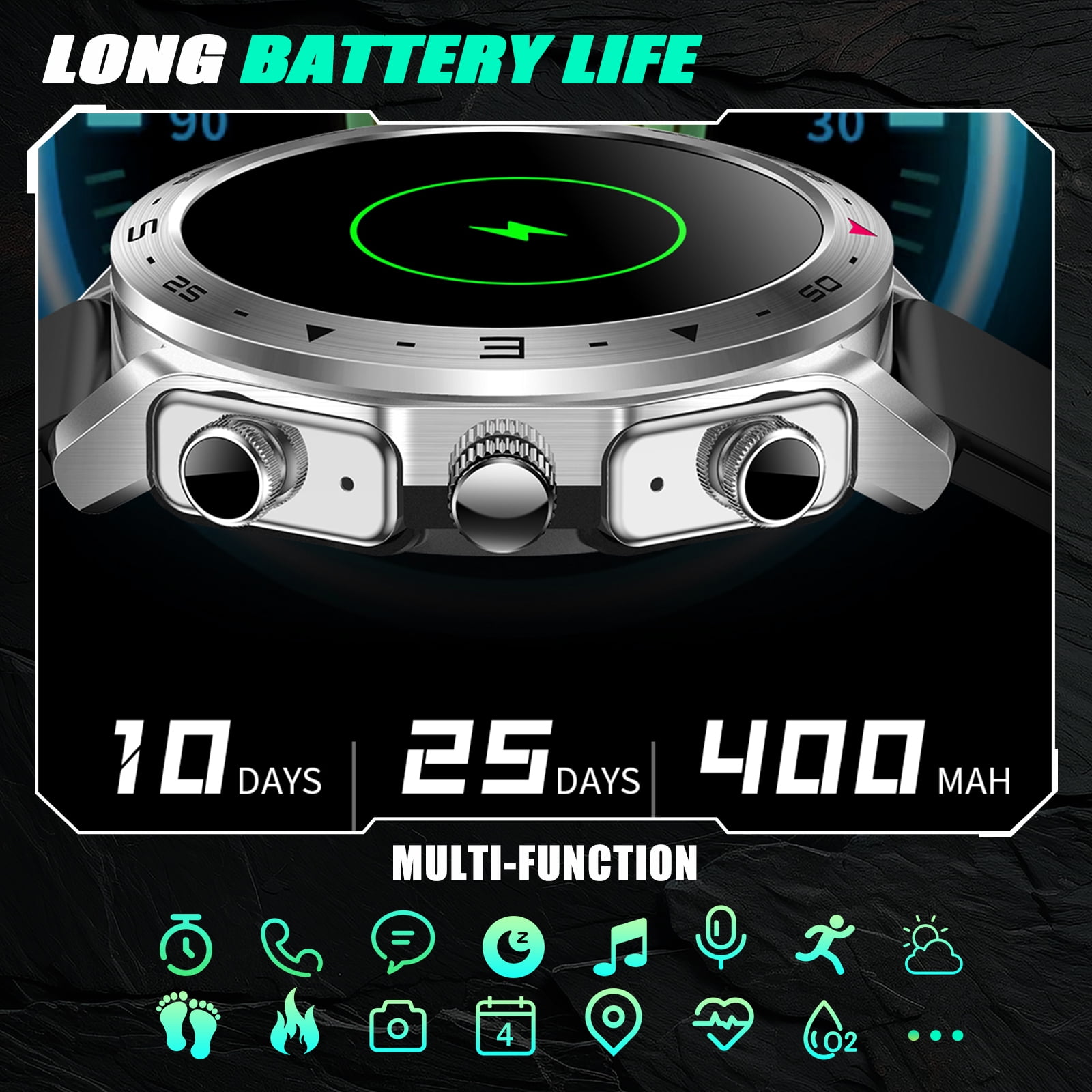 EIGIIS 2-IN-1 Business Sports Style Smart Watch with Earbuds for Men 1.52" IPS Touch Screen Sports Smartwatch 110+ Sports Modes Fitness Tracker Sleep Monitor MP3 Music Watch for iPhone Android