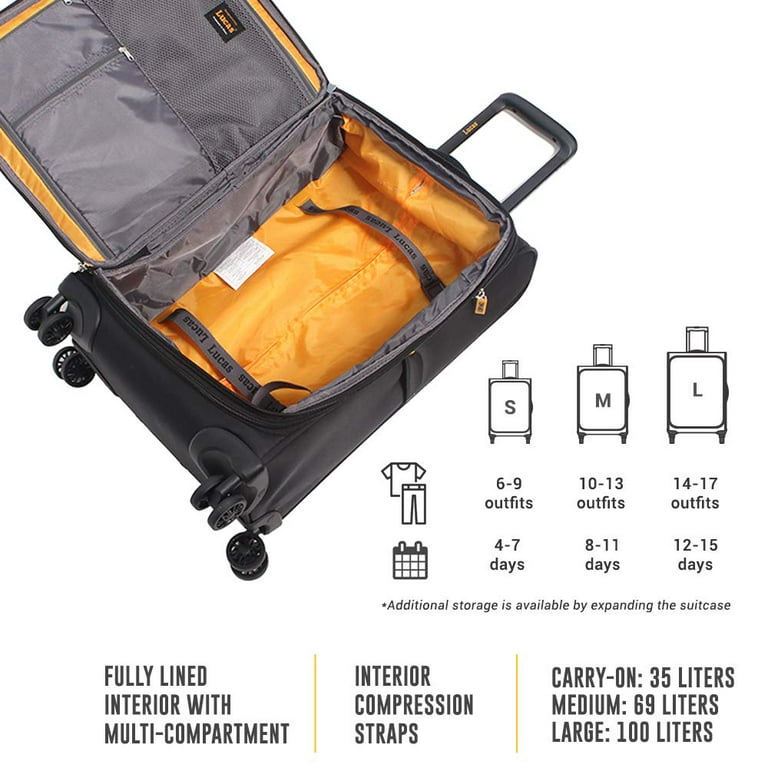 Lucas Ultra Lightweight Carry On - Softside 20 Inch Expandable Luggage -  Small Rolling Bag Fits Most Airline Compartments - Durable 8-Spinner Wheels