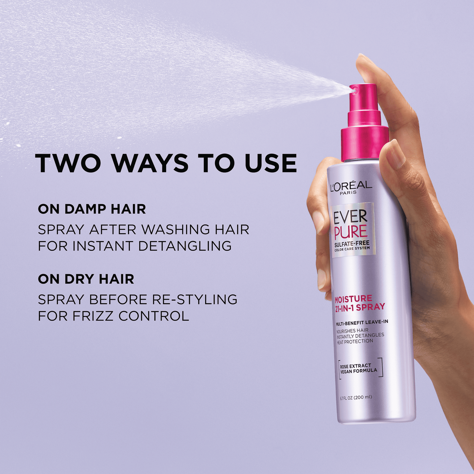 L'Oreal Paris EverPure 21 in 1 Perfecting Leave In Color Caring Spray, 6.8 fl oz