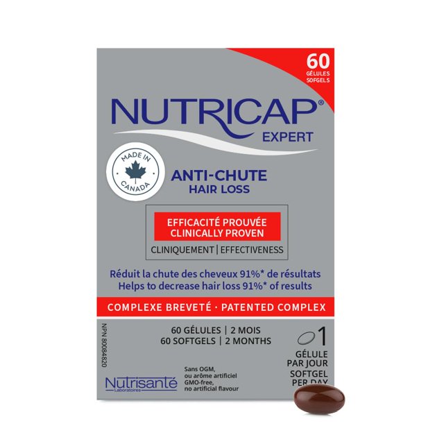 Nutricap Ca�da del Cabello 60 - Hecho en Canad� - Biotina, Zinc, Vitamina E - Promueve el Crecimiento del Cabello - Tratamiento de