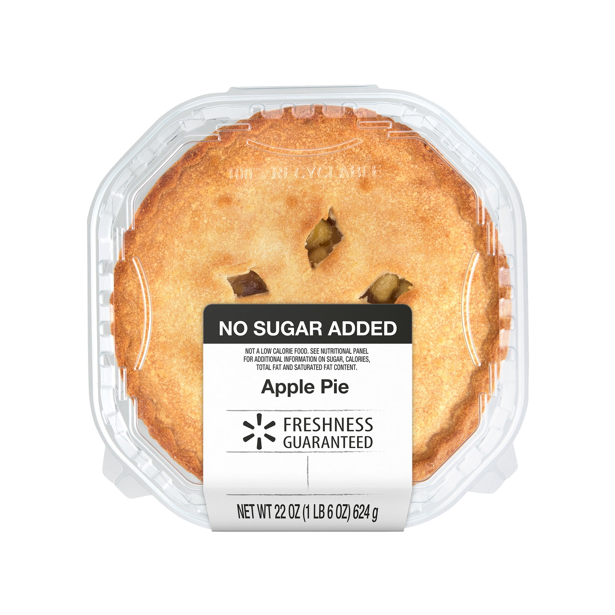 Freshness Guaranteed 8-inch No Sugar Added Apple Pie, 22 oz 1 Count, Whole, Baked Plastic Tray