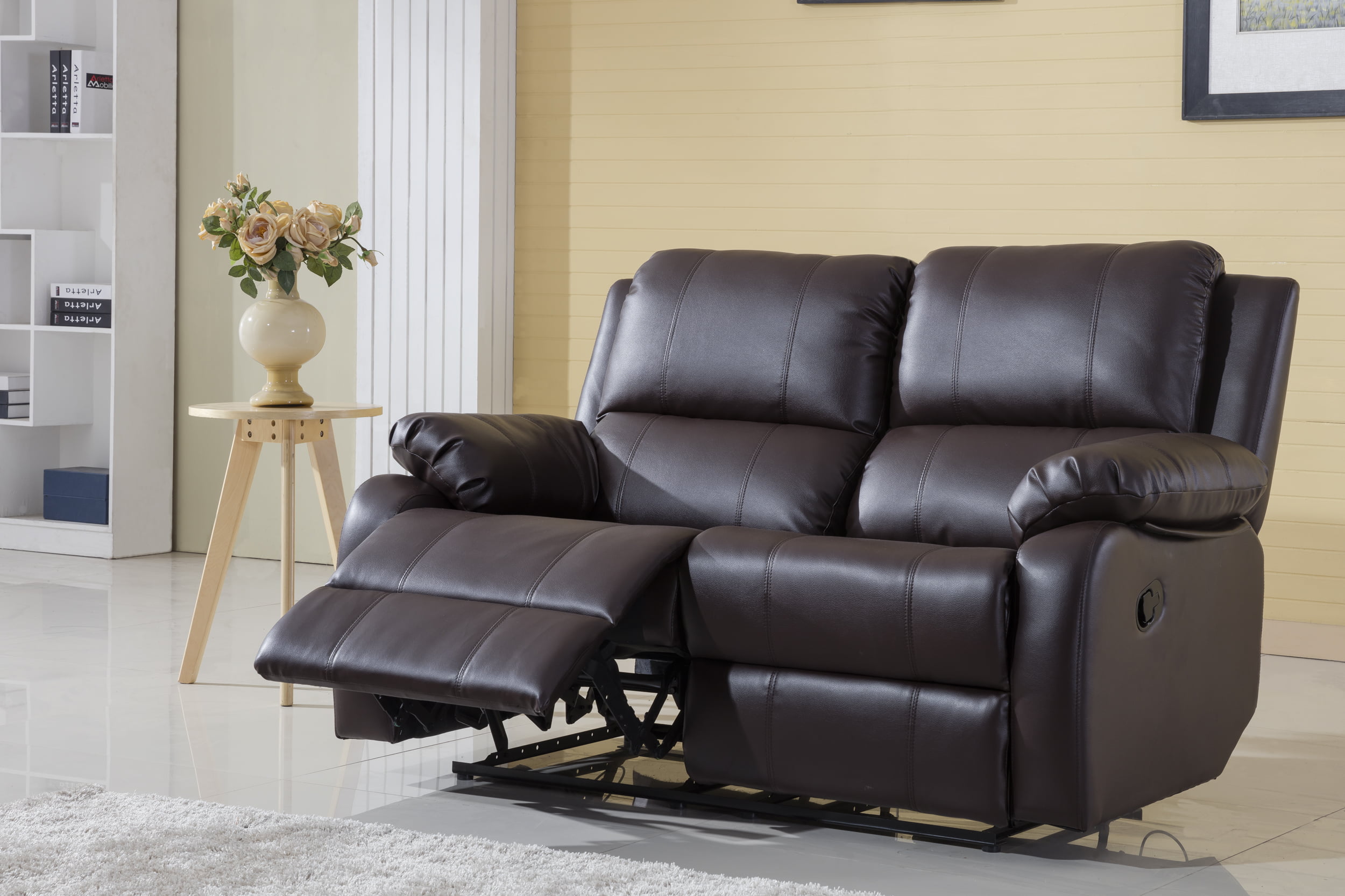 statesville double recliner leather sofa