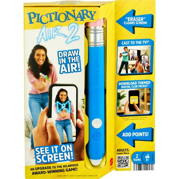 Pictionary Air 2 Family Game for Kids & Adults with Upgraded Light Pen & Digital Clue Packs